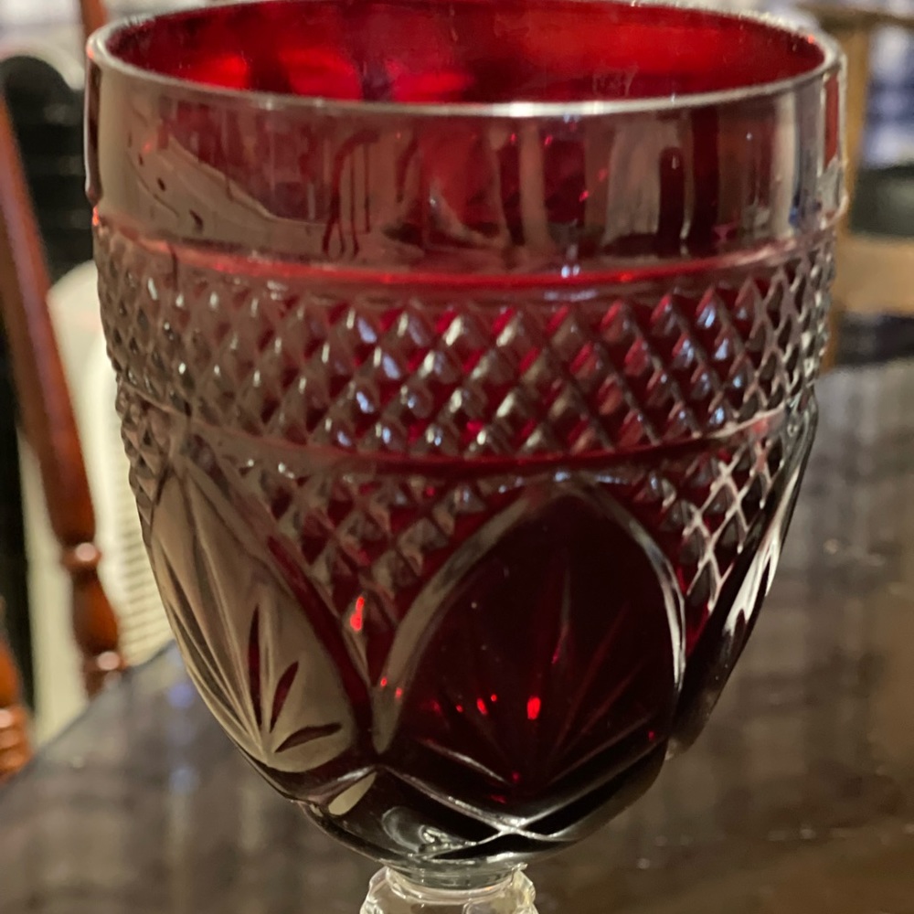 Ruby Red Water Goblets Cristal D'Arques Durand Luminarc Arcoroc Set of 4 Glasses